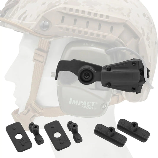 Tactical Helmet ARC Rail Adapter for Tactical Electronic Shooting Earmuffs Compatible with Howard Leight Impact Sport Product Model R - 01526 Headphones (BK)