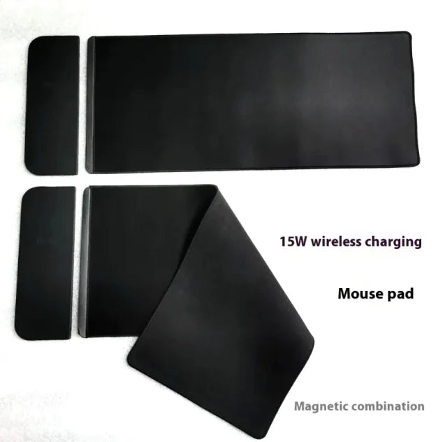 15W Magnetic Wireless Charging Mouse Pad, Double-layer PU Leather, Integrated Magnetic Combo