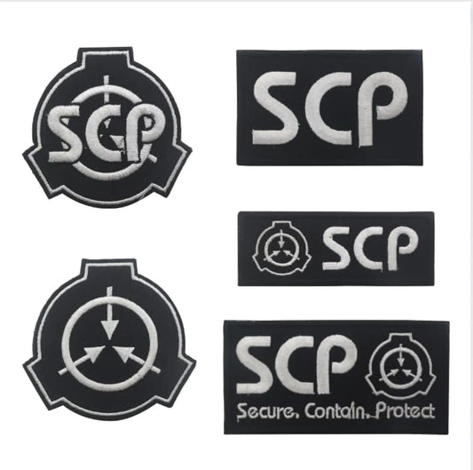 SCP Foundation Patch,Special Containment Procedures Foundation 3D Logo ,Tactical Military Patches,Hook and Loop Tactics Morale Embroidered Applique (5pcs Black)