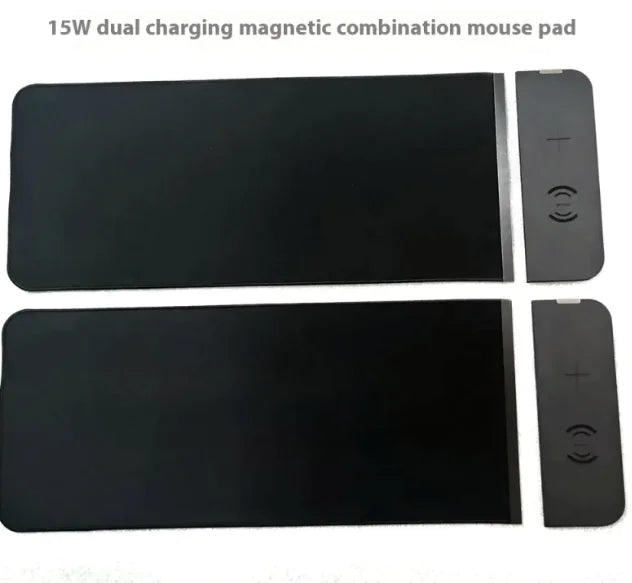 15W Magnetic Wireless Charging Mouse Pad, Double-layer PU Leather, Integrated Magnetic Combo
