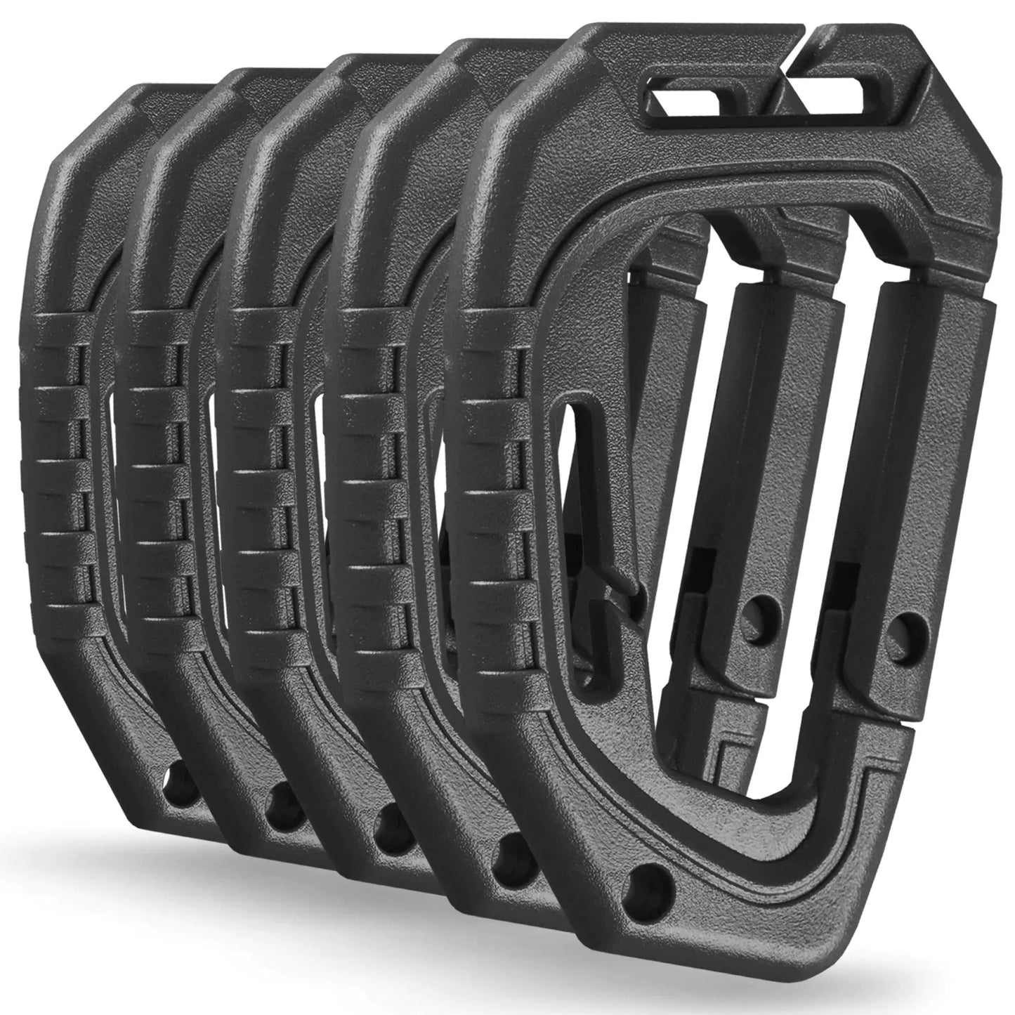 M-Tac Military Plastic Tactical Carabiners - Multi Purpose 37х22 inches Carabiner Clip Tactical D Ring - Plastic D-Clips Pack of 5 (Black)