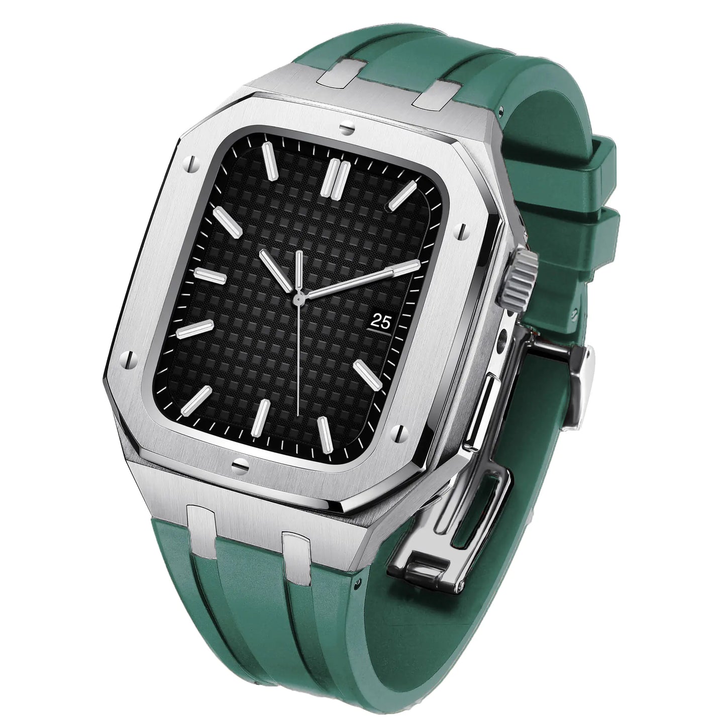 Silicone Armor Case for iWatch 7 with Steel Strap