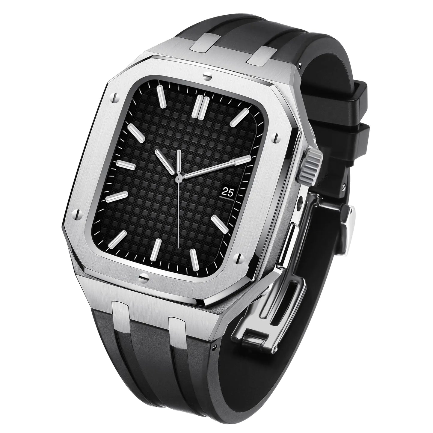 Silicone Armor Case for iWatch 7 with Steel Strap