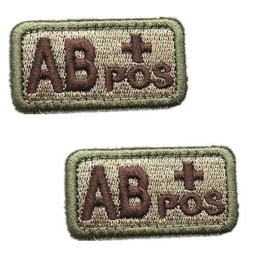 Tactical Blood Type Patches AB+ Positive POS Hook and Patch 2-Piece Various Styles in Embroidered 2"x1" Morale Military Navy Army Badge for Outdoors Patches