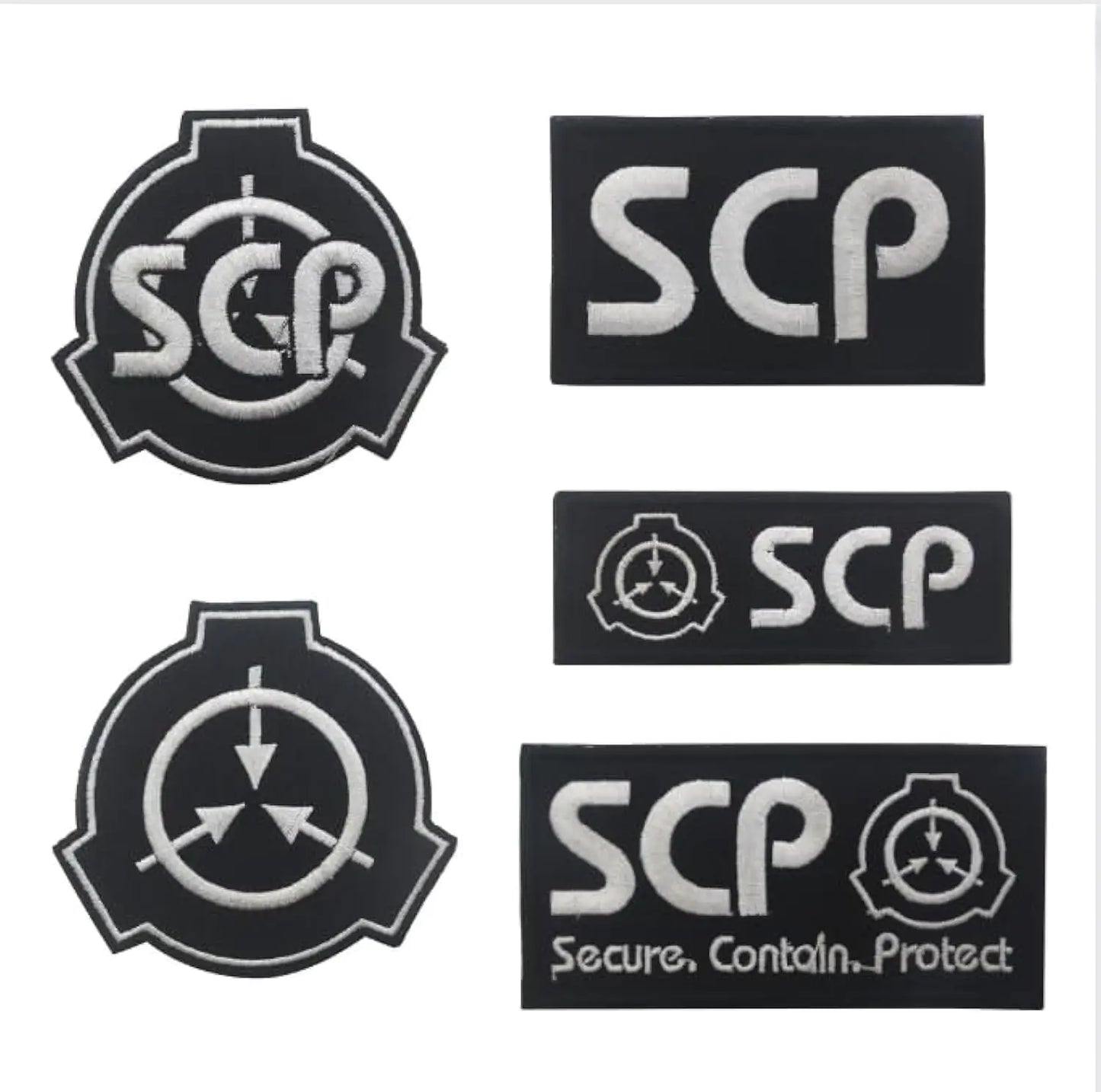 SCP Foundation Patch,Special Containment Procedures Foundation 3D Logo ,Tactical Military Patches,Hook and Loop Tactics Morale Embroidered Applique (5pcs Black)