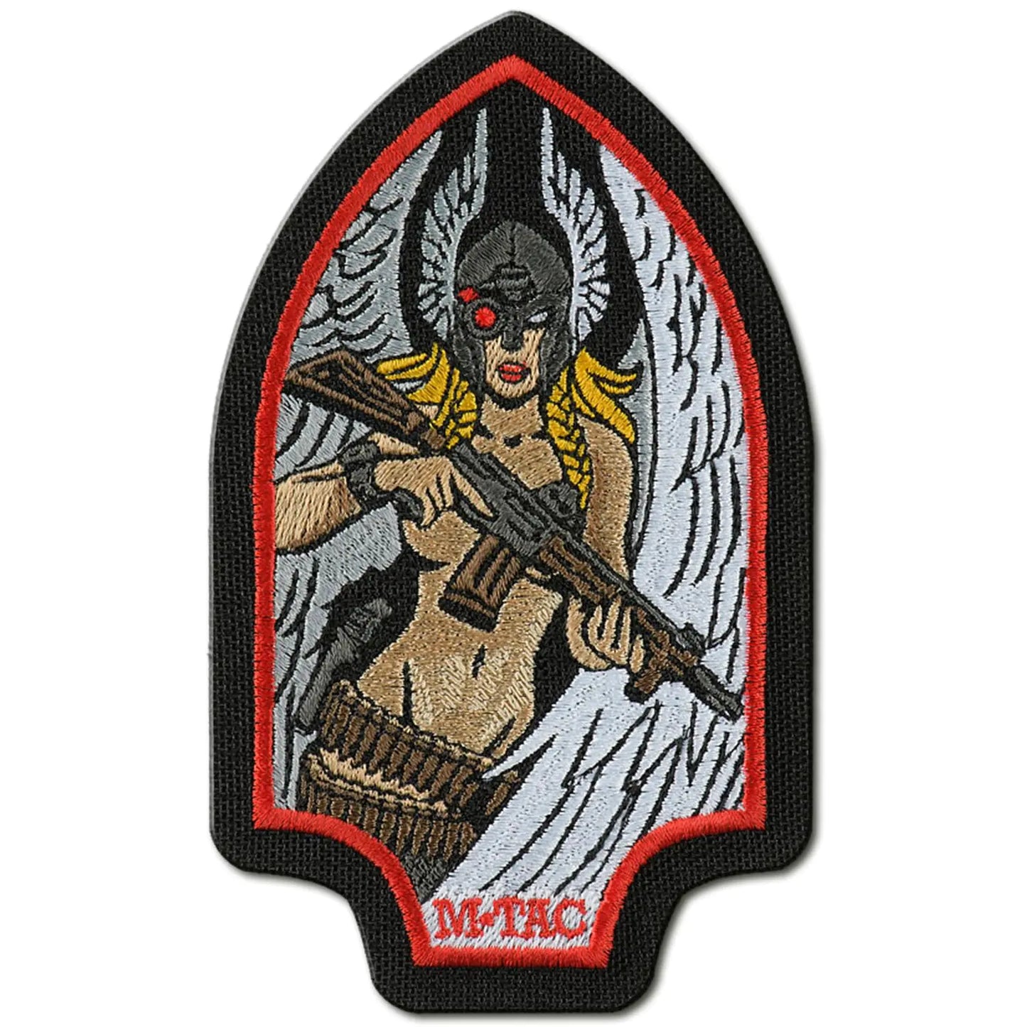 M-Tac Morale Patch Valkyrie - Tactical Military Patch with Hook Fastener Backing - Patches for Vest Backpacks Hats (Embroidered (Black/Red))