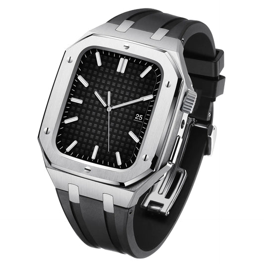 Silicone Armor Case for iWatch 7 with Steel Strap