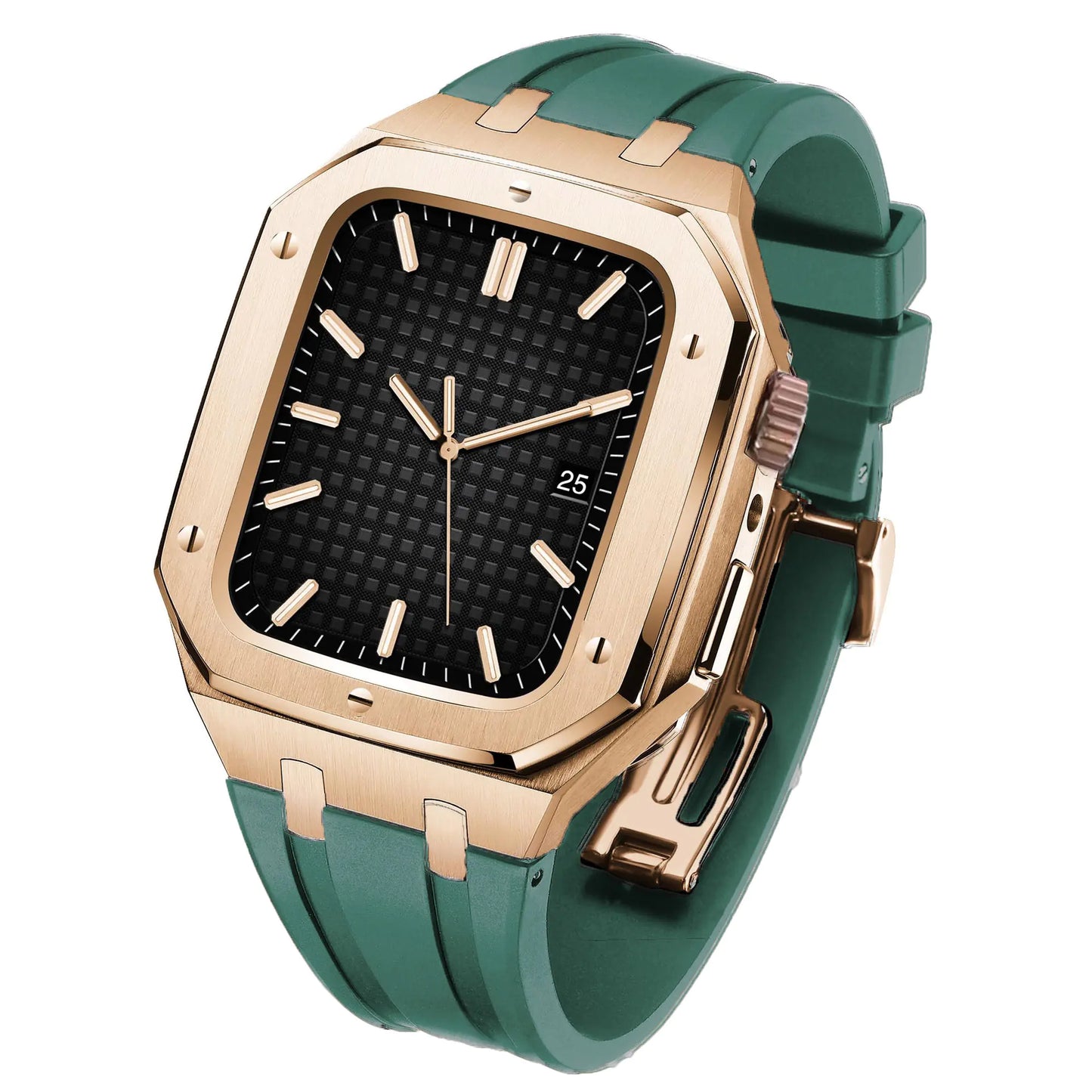 Silicone Armor Case for iWatch 7 with Steel Strap